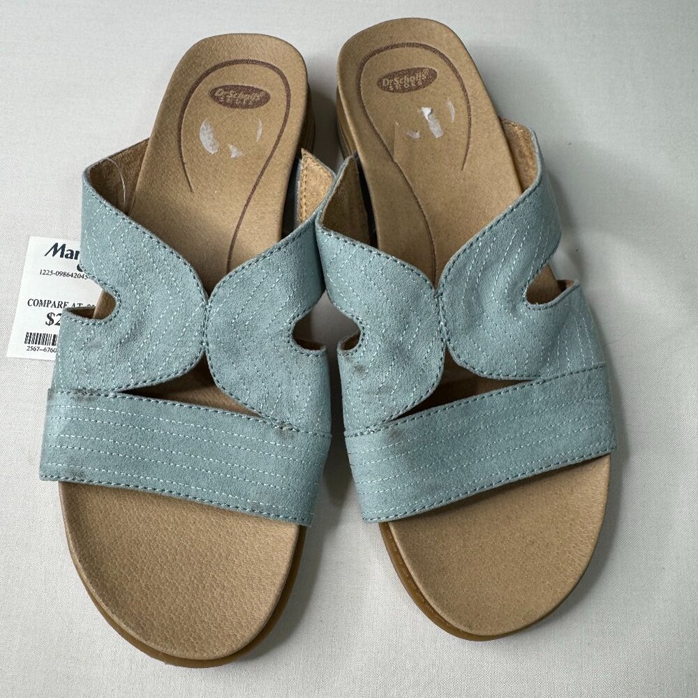 Dr. Scholl’s Dusty Blue Slide Sandals Size 6.5M Comfort Footbed